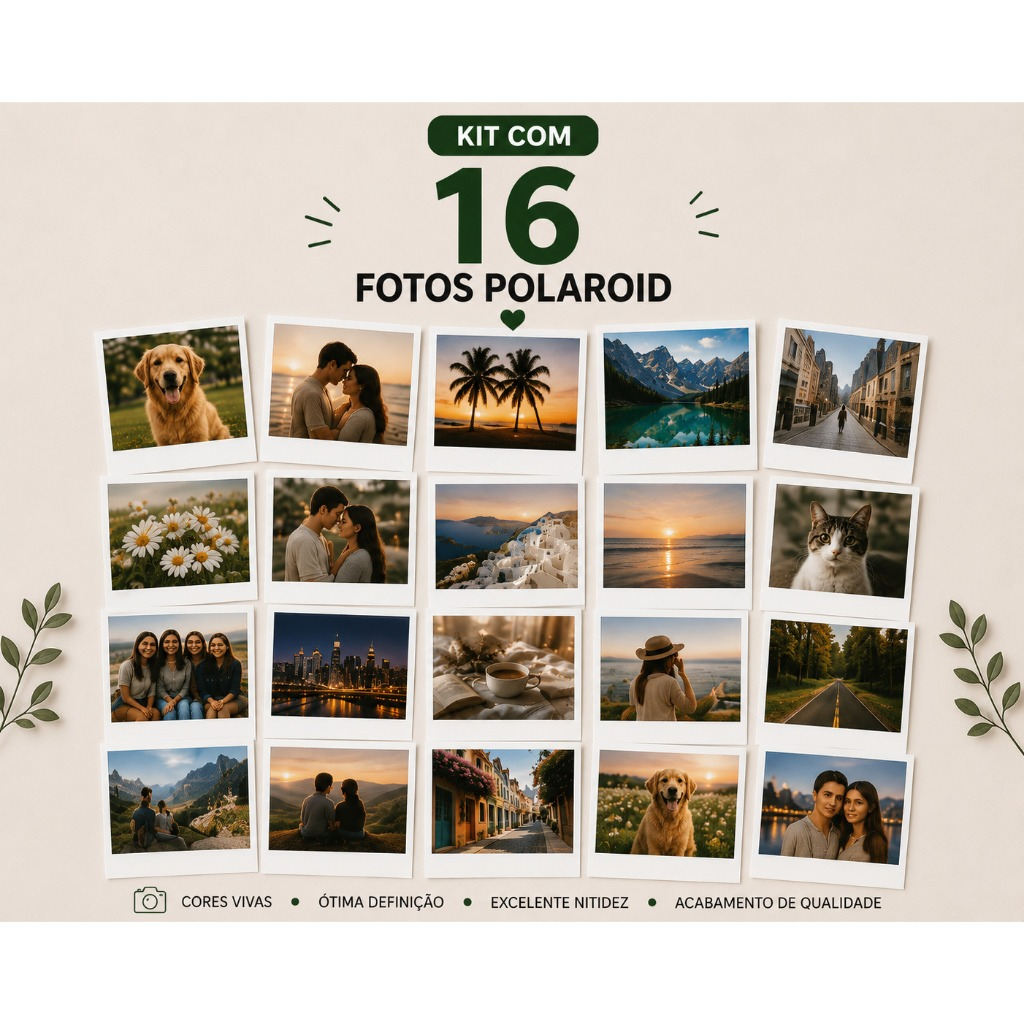 Kit de Fotos Polaroid com 16 fotos
