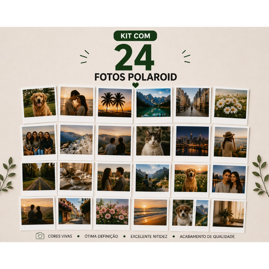 Kit de Fotos Polaroid com 24 fotos
