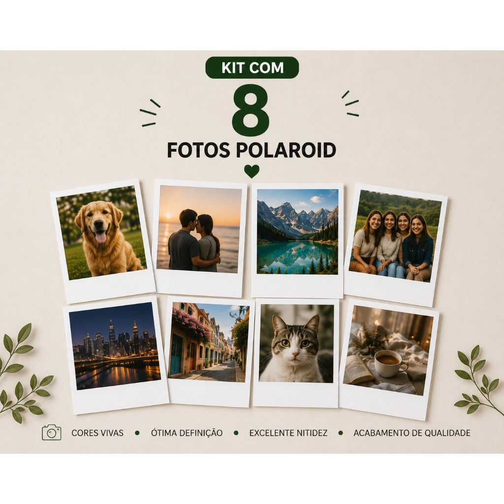 Kit de Fotos Polaroid com 8 fotos